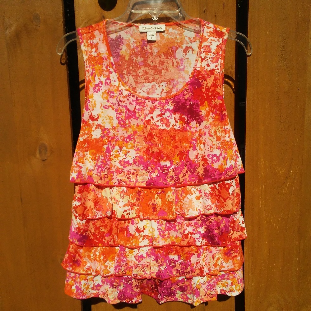 Coldwater Creek Orange/Pink Splattered Top